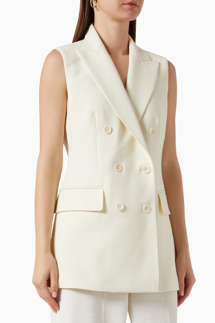 

Pallida Gilet Jacket in Wool Crêpe, White