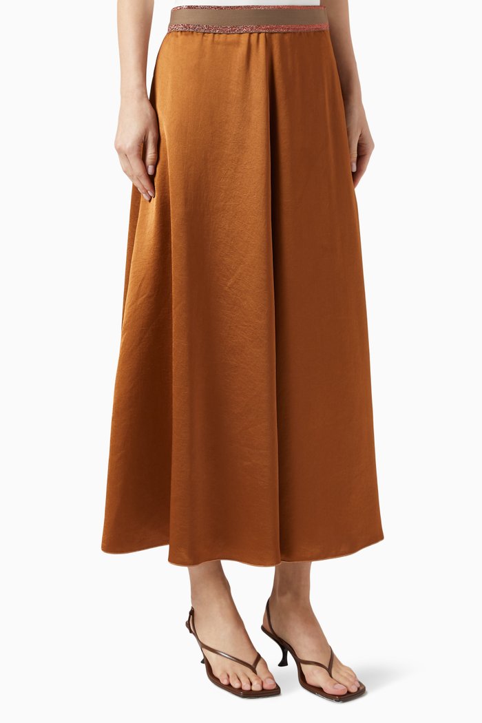 

Euro Midi Skirt in Satin, Orange