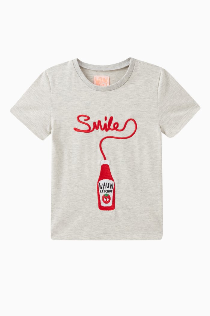 

Graphic Logo T-Shirt in Cotton Blend, Grey