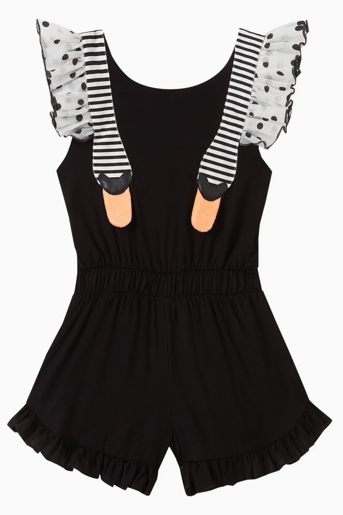 

Frilled Mexico Playsuit in Rayon, Black