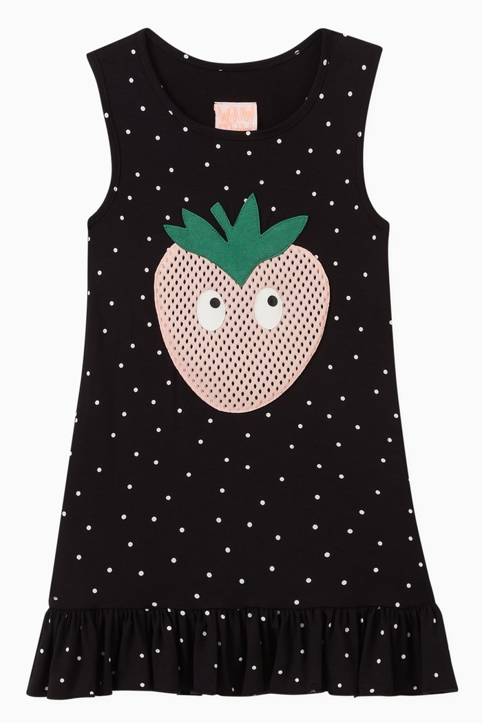 

Roberta Strawberry Dress in Viscose, Black