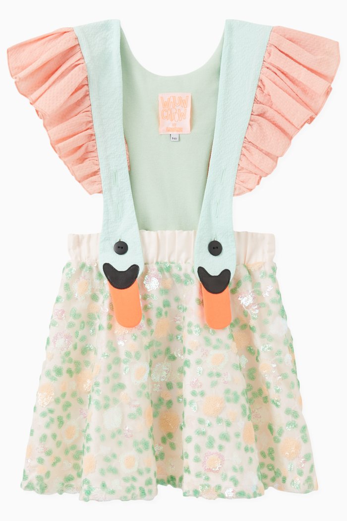 

Bird Girl Dress in Cotton & Polyester, Multicolour
