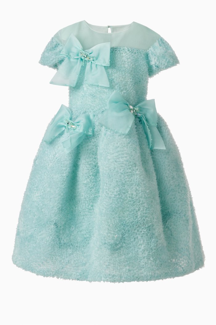 

Bow Detail Tulle Gown in Polyamide, Green