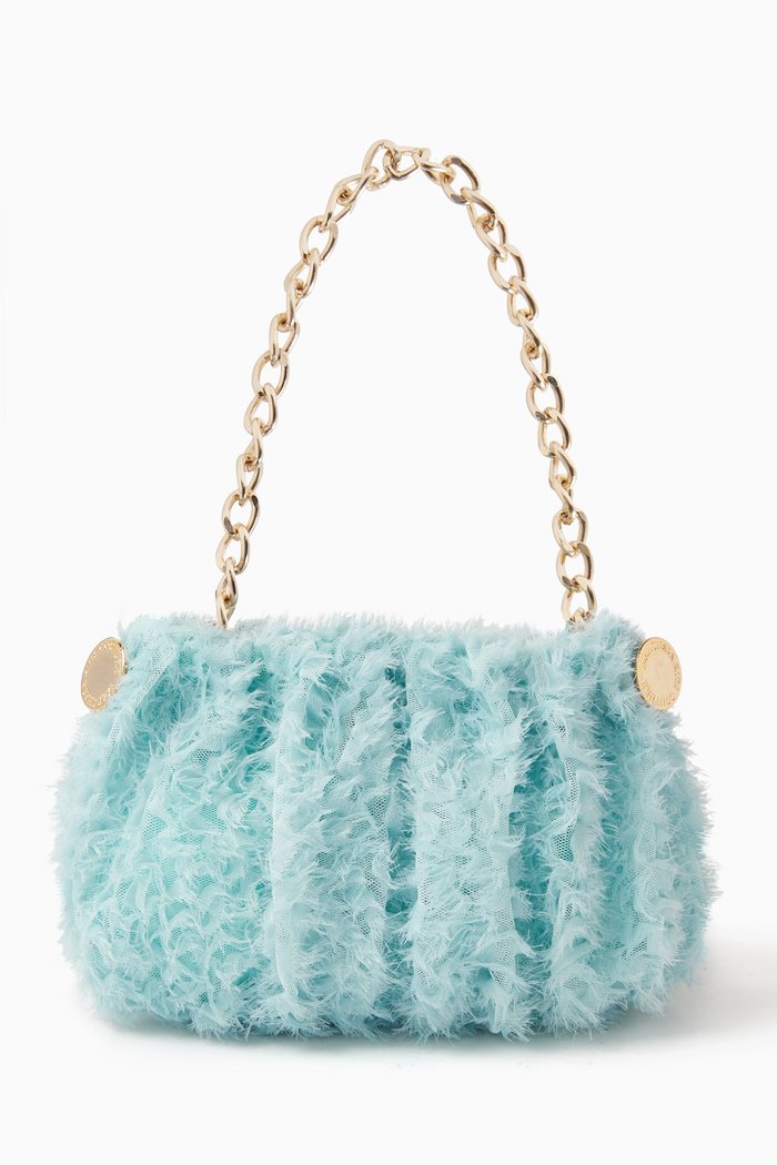 

Embellished Chain Mini Bag in Tulle, Green