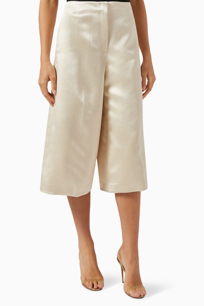 

Wide-leg Culottes in Bonded-satin, Neutral