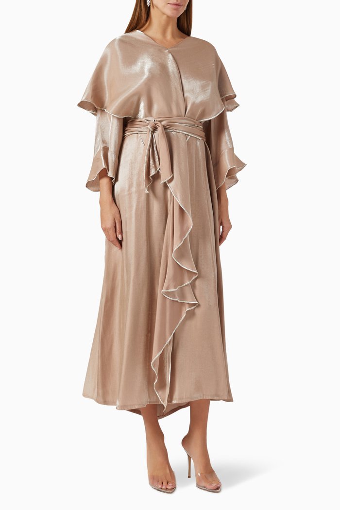 

Ruffle Midi Dress, Neutral
