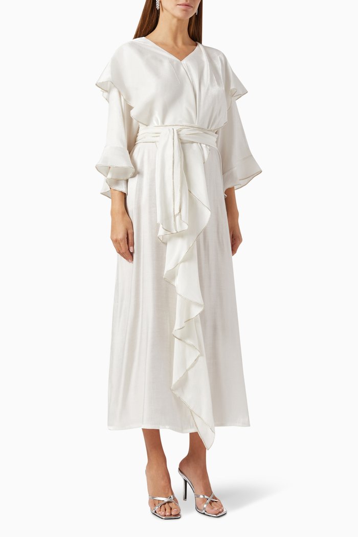 

Ruffle Midi Dress, White