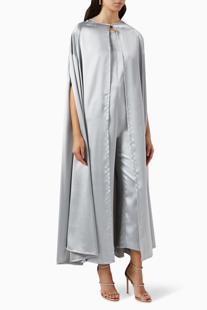 

Long Cape Jumpsuit, Silver