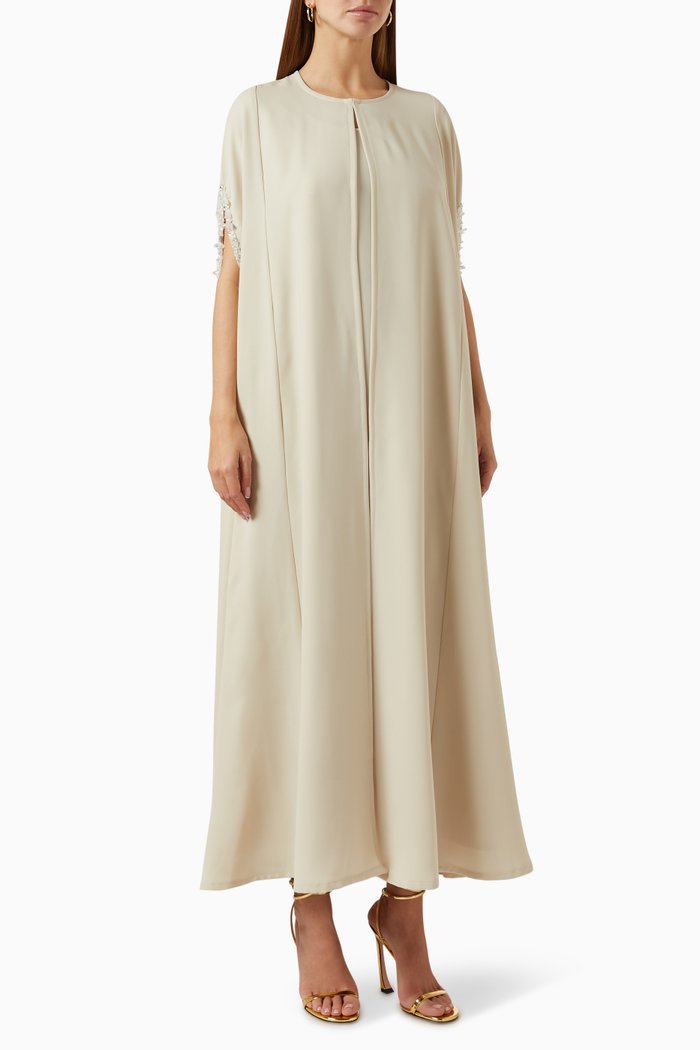 

Embellished Cape Dress, Neutral