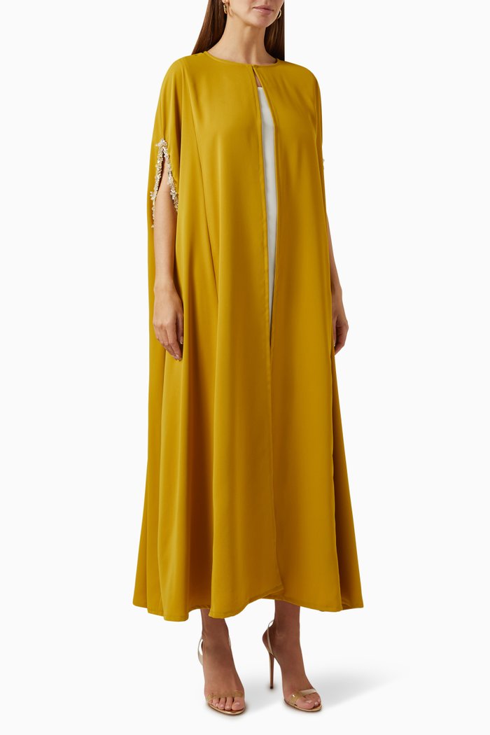 

Embellished Cape Dress, Yellow