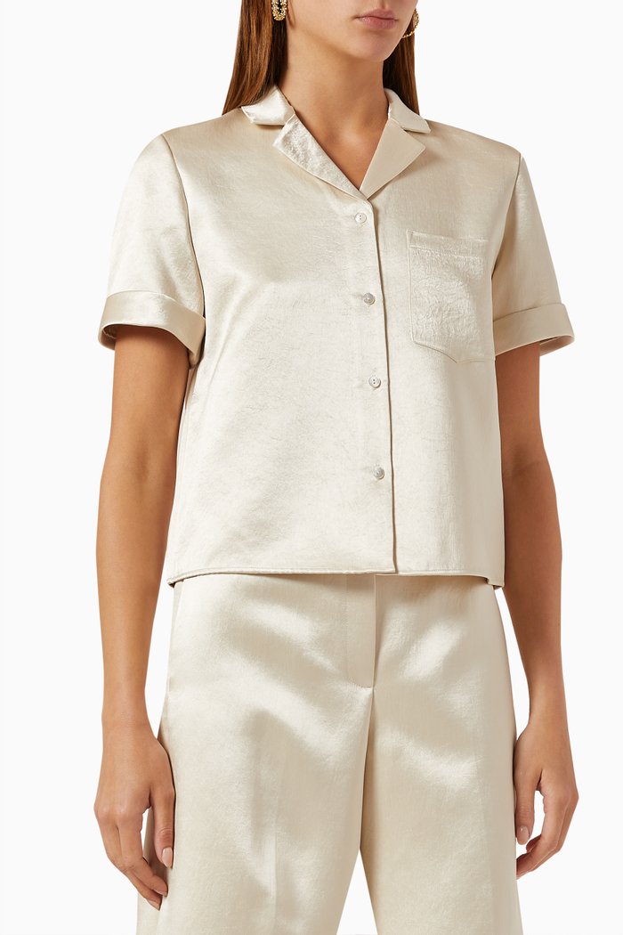

Camp Shirt in Bonded-satin, Neutral