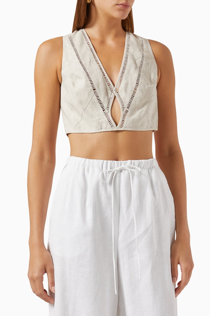 

Adaline Crop Top in Linen, Neutral