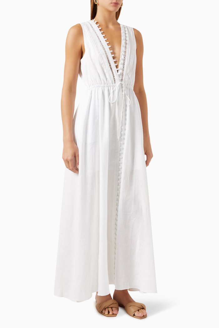 

Melinda Maxi Dress in Linen, White