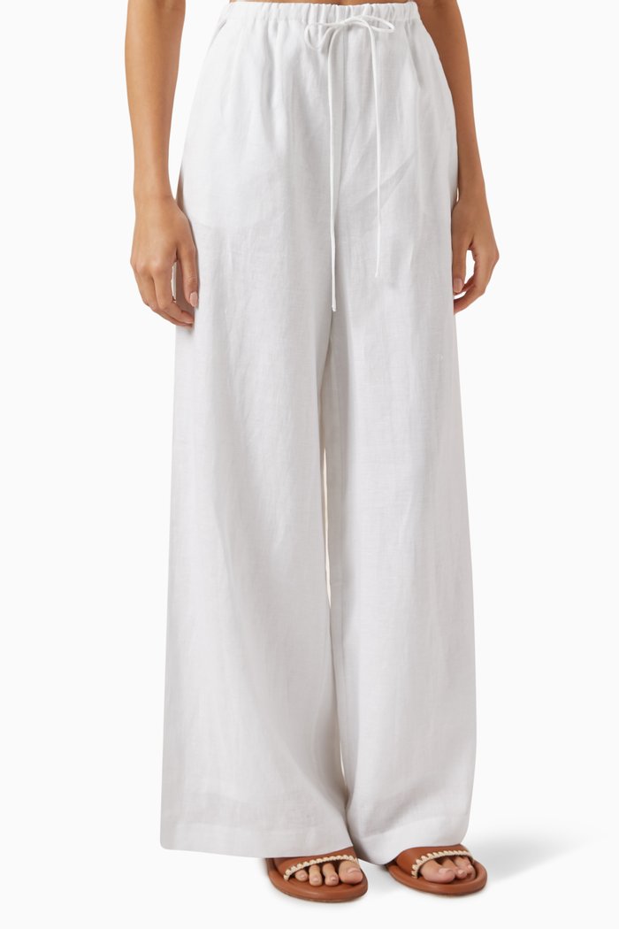 

Sophia Palazzo Pants in Linen, White