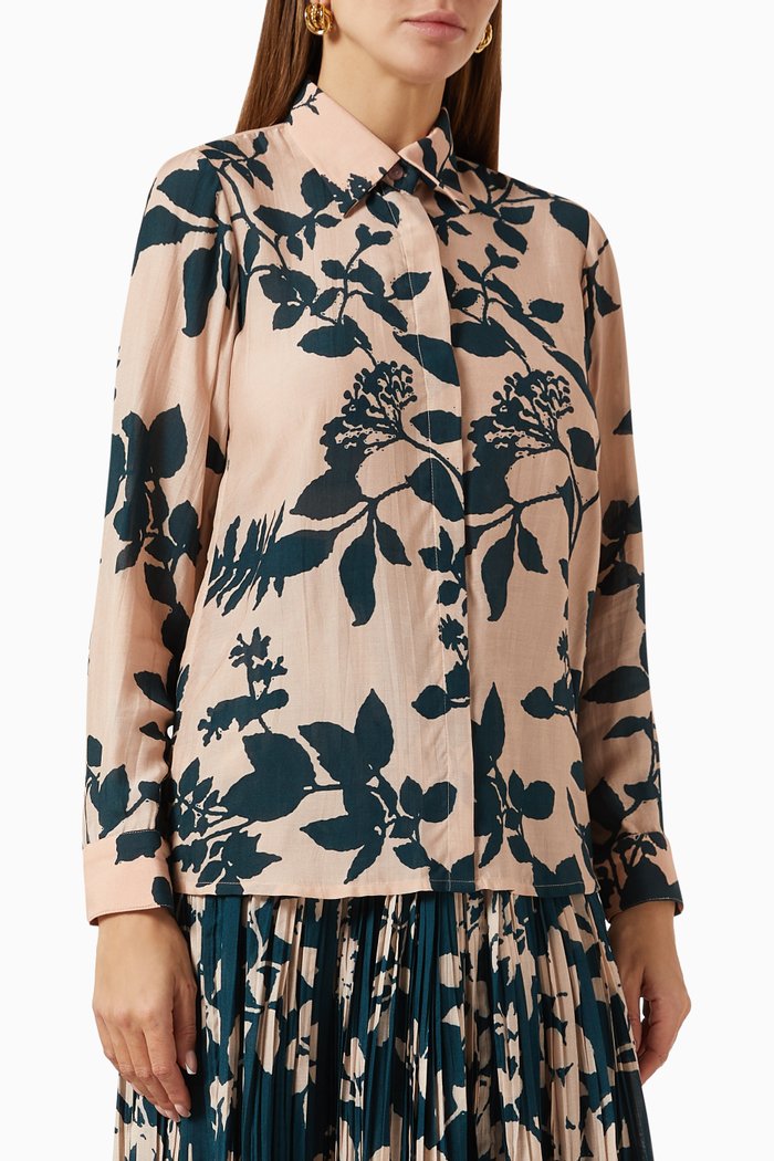 Floral Shirt in Chiffon, Pink