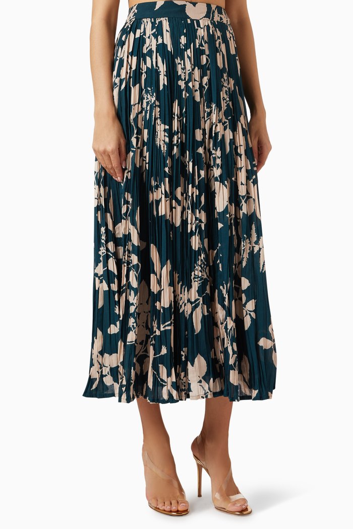 

Floral Maxi Skirt in Chiffon, Blue