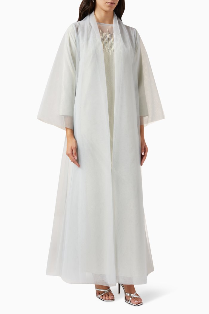 

3 Piece Abaya Set, Grey