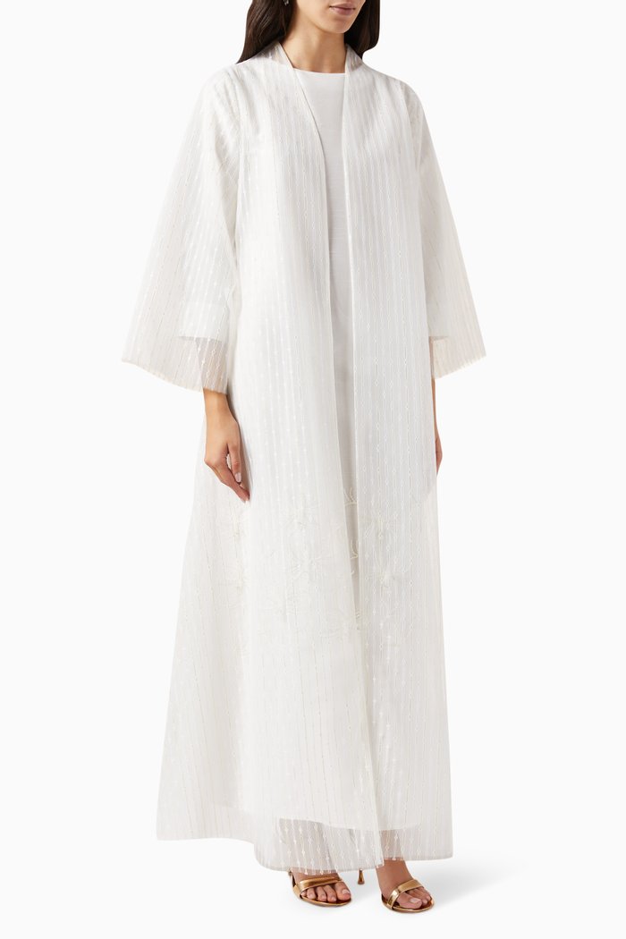 

3 Piece Abaya Set, White