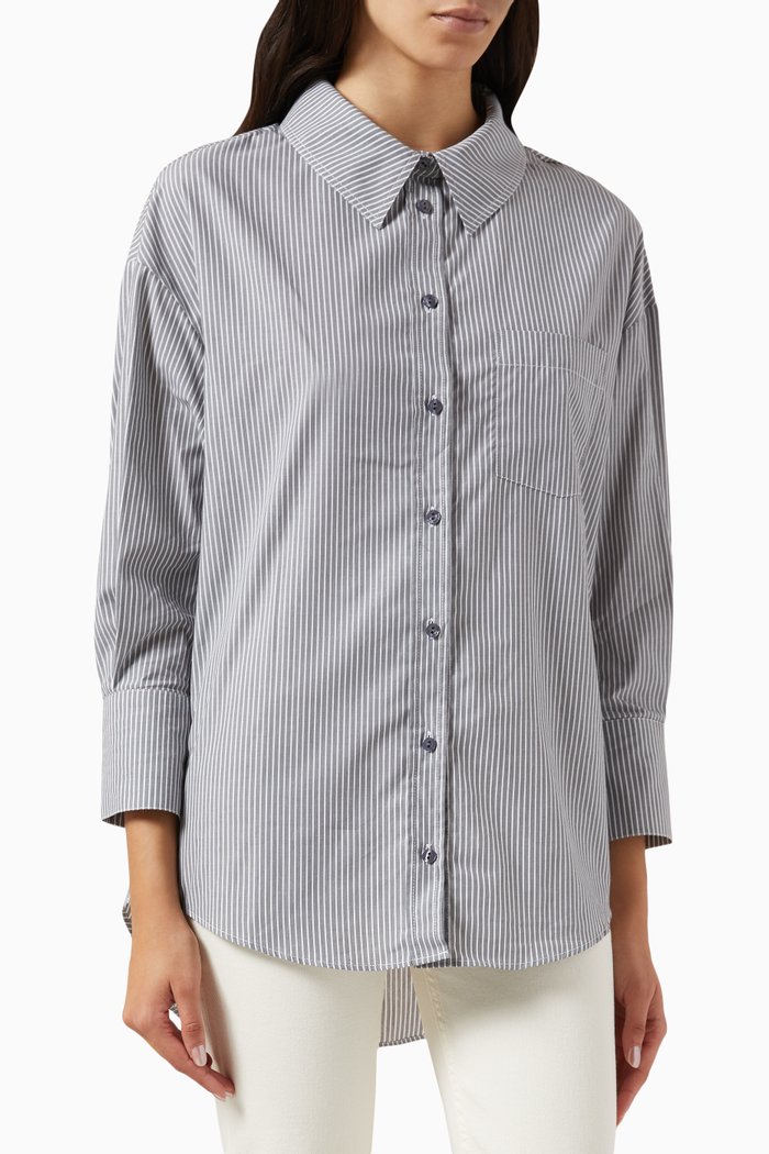 

Mika Striped Shirt in Cotton-poplin, Grey