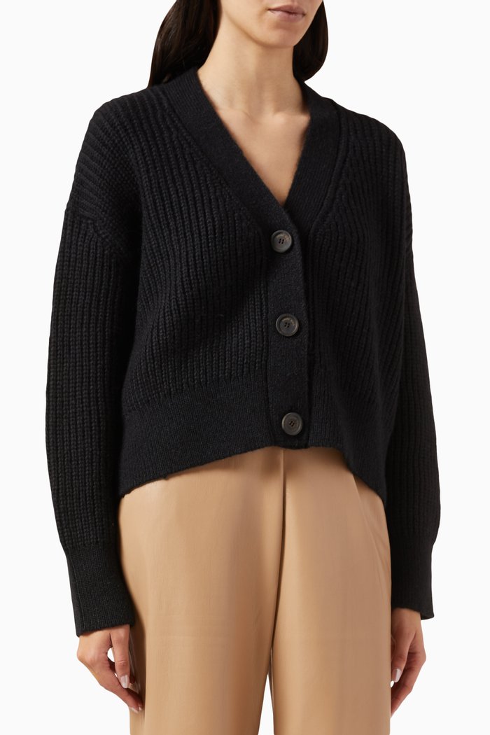 

Maxwell Knitted Cardigan in Alpaca-wool Blend, Black