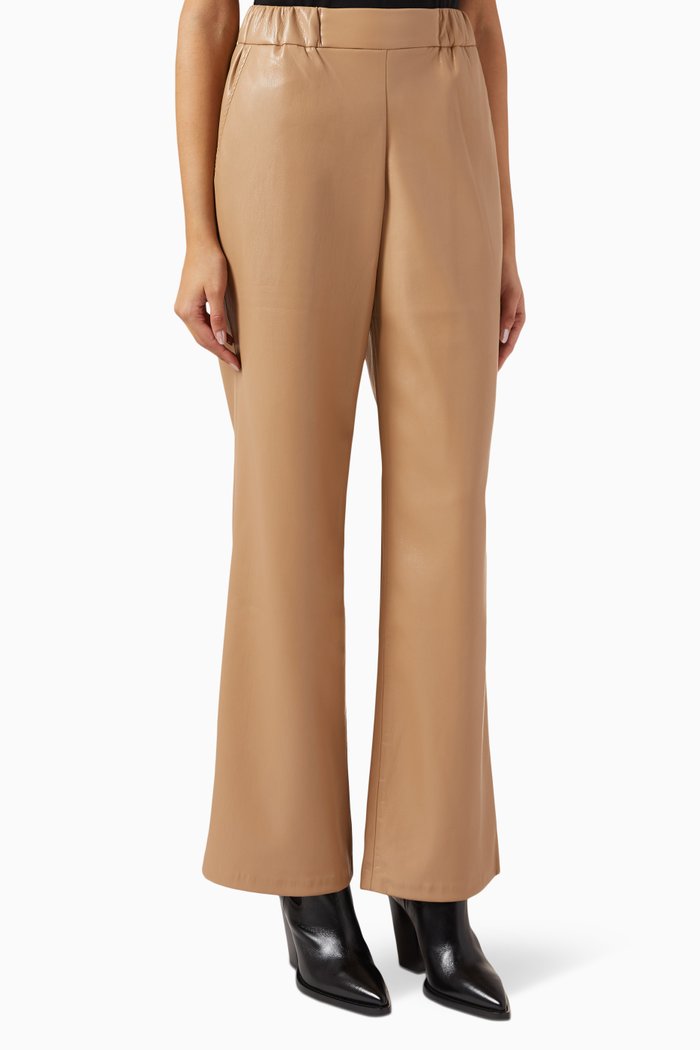 

Koa Pants in Faux Leather, Brown