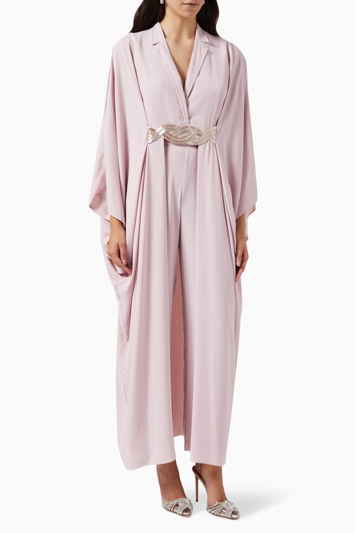 Belted Top & Pants Set, Purple