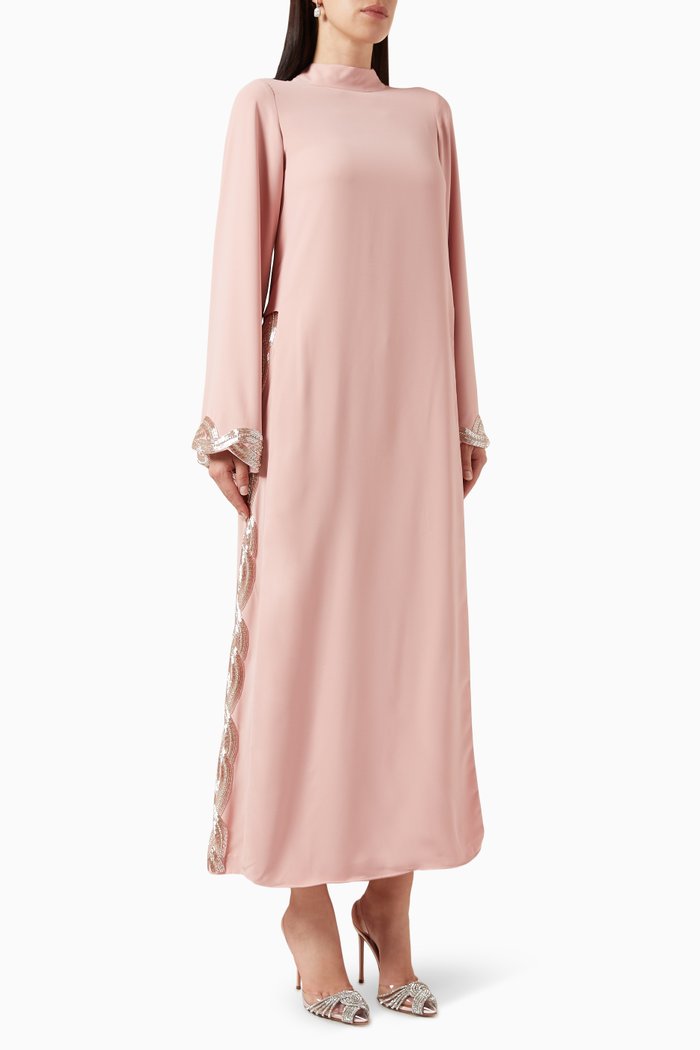 

Embellished Top & Pants Set in Crepe, Pink