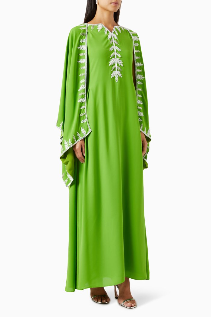 

Leaf Embellished Kaftan, Green