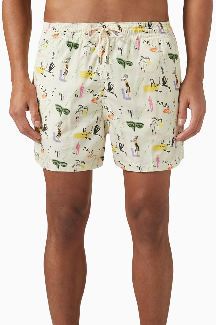 

Graphic Print Swim Shorts in Nylon, Neutral