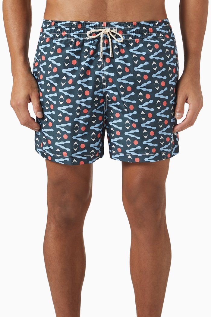 

All-over Graphic Print Shorts in Nylon, Blue