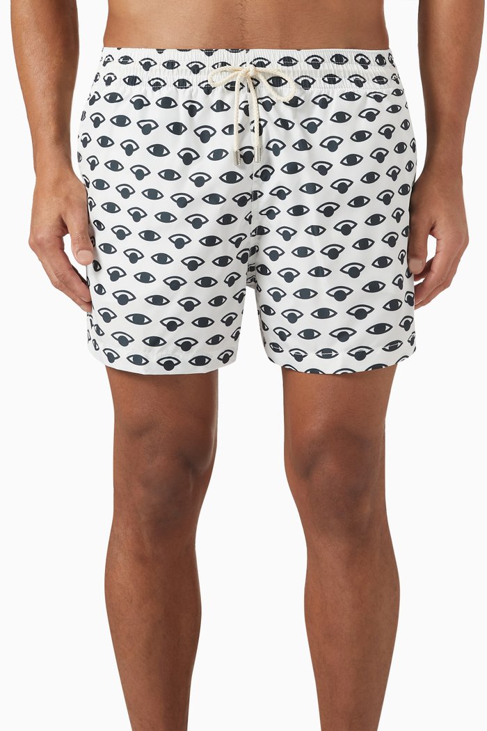 Eye Print Shorts in Nylon, White