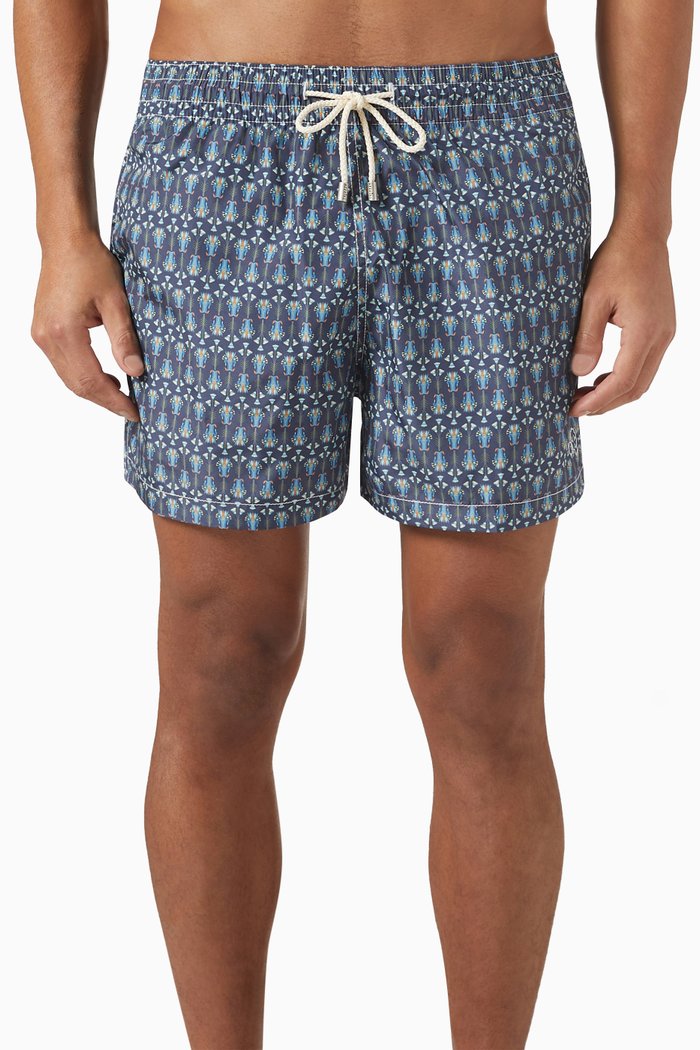 

All-over Graphic Print Shorts in Nylon, Blue