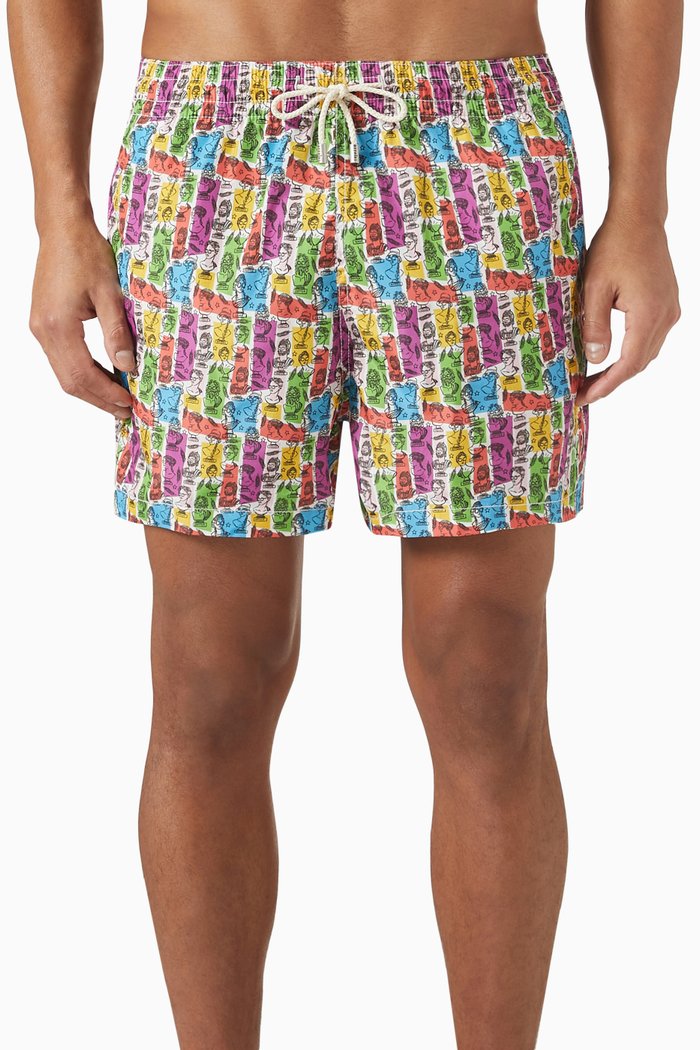 

All-over Graphic Print Shorts in Nylon, Multicolour