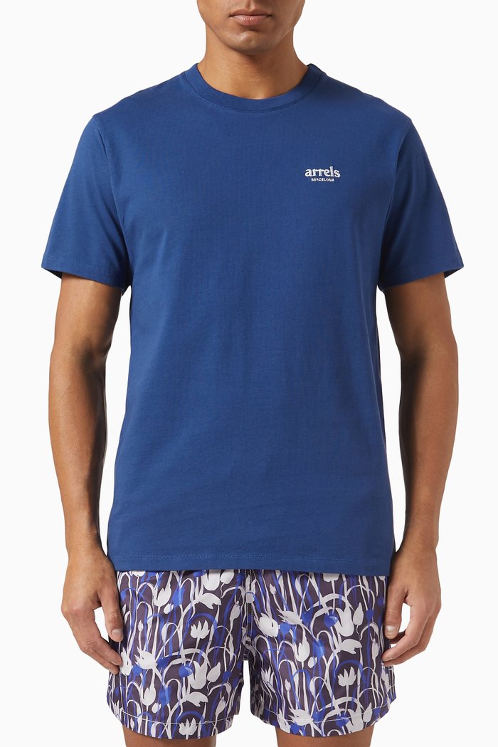 

Slogan Print T-shirt in Cotton, Blue