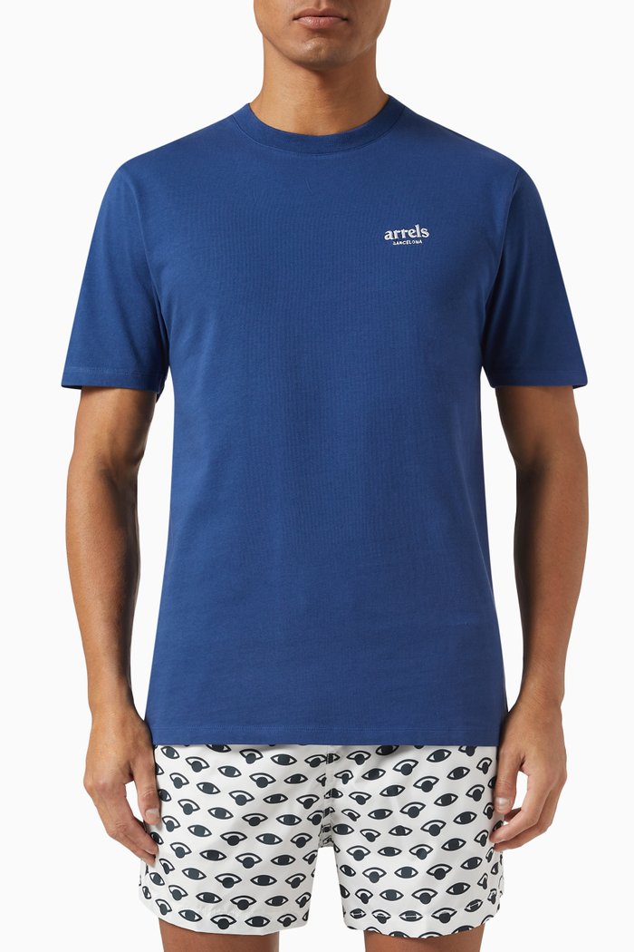 

Graphic Print T-shirt in Cotton, Blue
