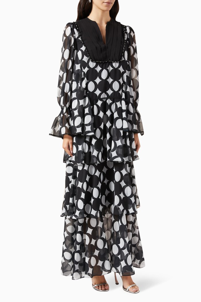 

Printed Maxi Dress, Black