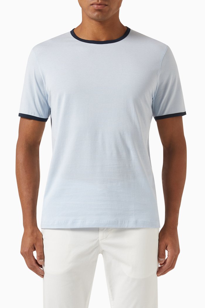 

Theory Striped Ringer T-shirt in Cotton Jersey, Blue