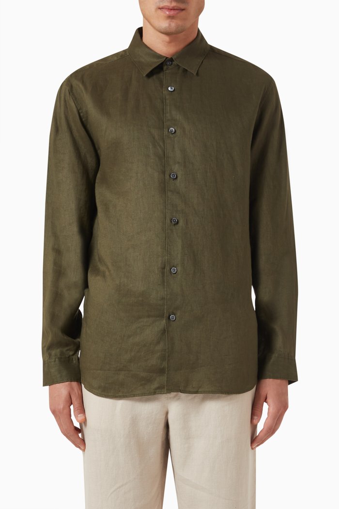 Irving Shirt in Linen, Green