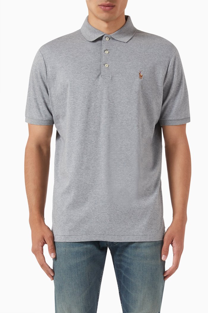 

Polo Shirt in Cotton Knit, Grey