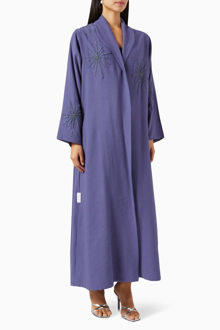 

Zainah-cut Starburst Embroidered Abaya, Blue