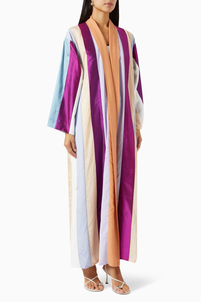 

Colour-block Panelled Sustainable Abaya, Multicolour