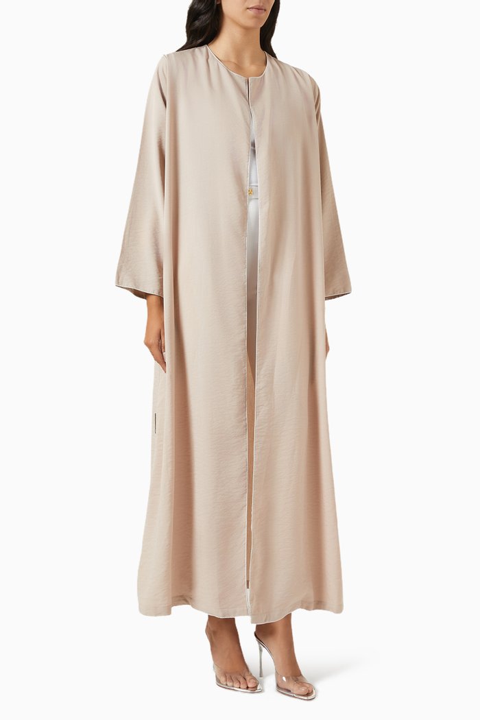 

Round-neck Abaya in Poly Crepe, Grey
