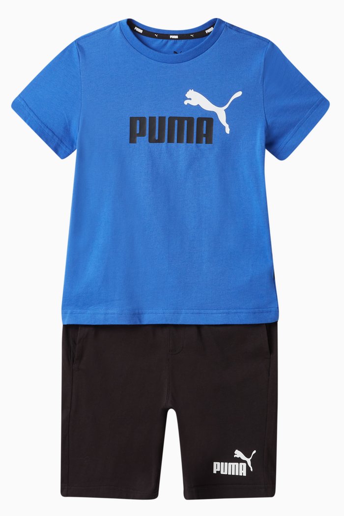 

Logo T-shirt & Shorts Set in Cotton, Blue