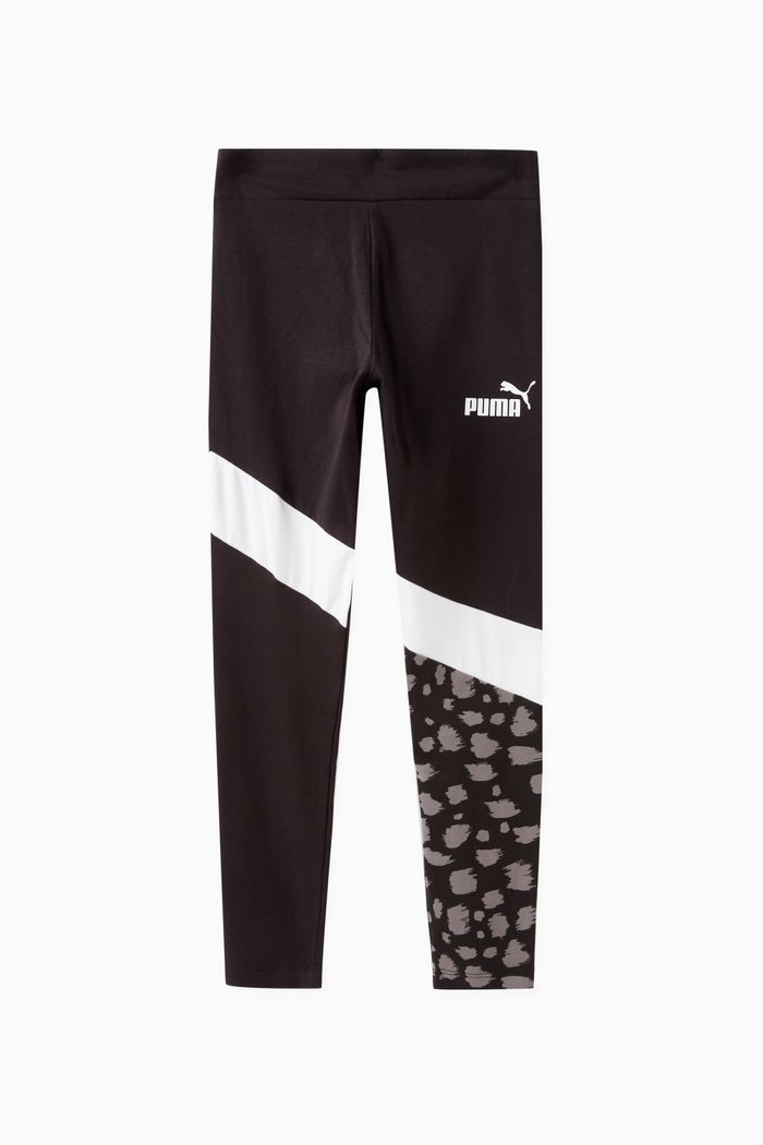 

Animal-print Logo Leggings in Cotton, Black