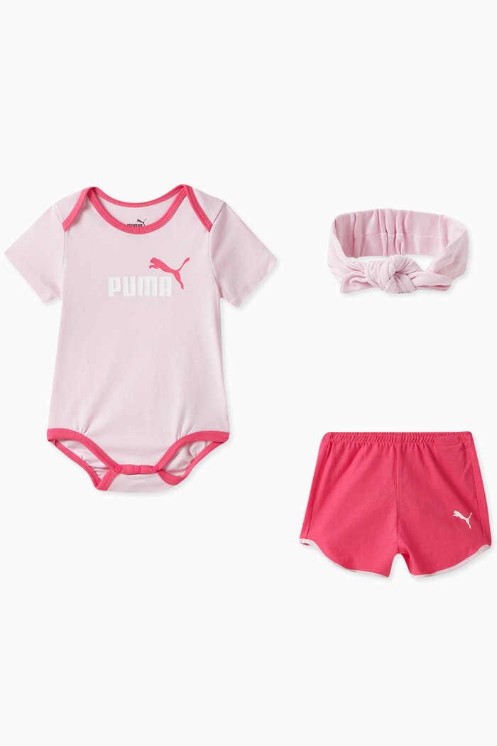 

Logo-print Bodysuit Set in Cotton, Pink