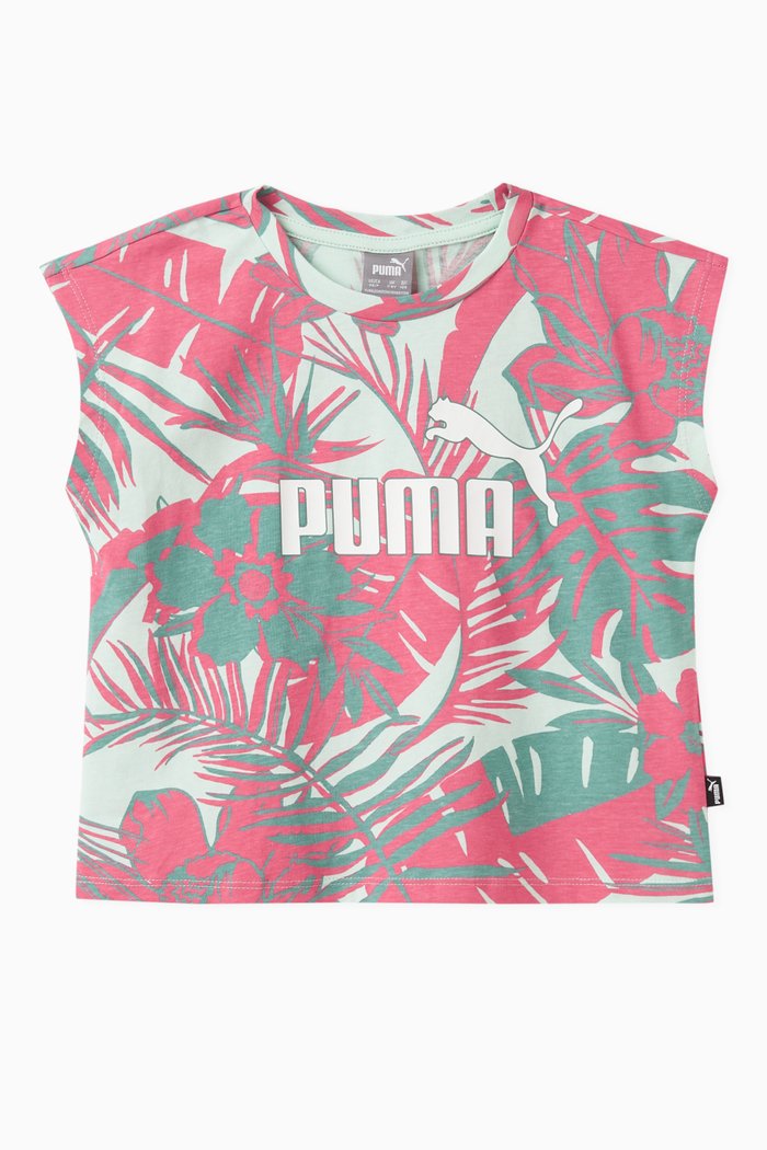 

Floral Logo-print T-shirt in Cotton, Green