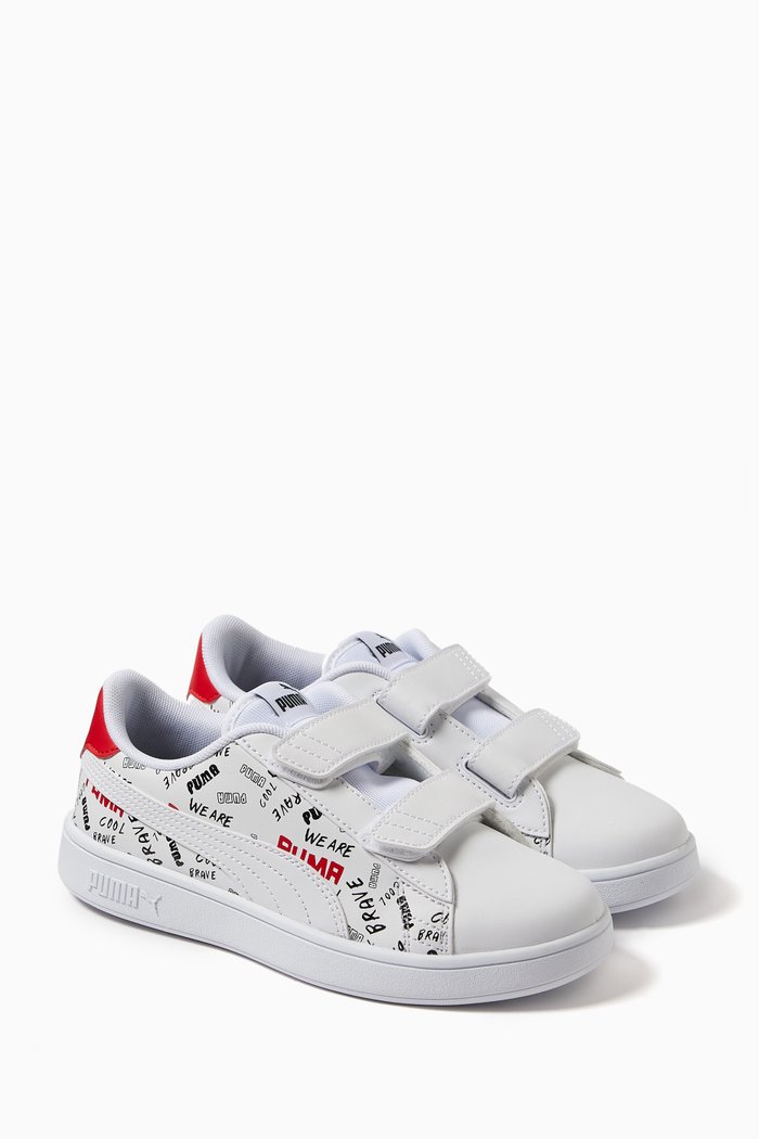 

Smash V2 Brand Love Sneakers in Faux Leather, White