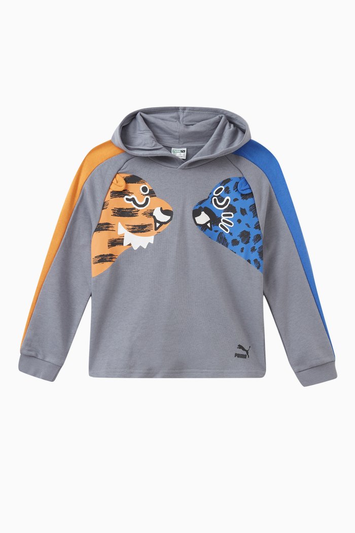 

3D Animal Hoodie in Cotton-blend, Grey