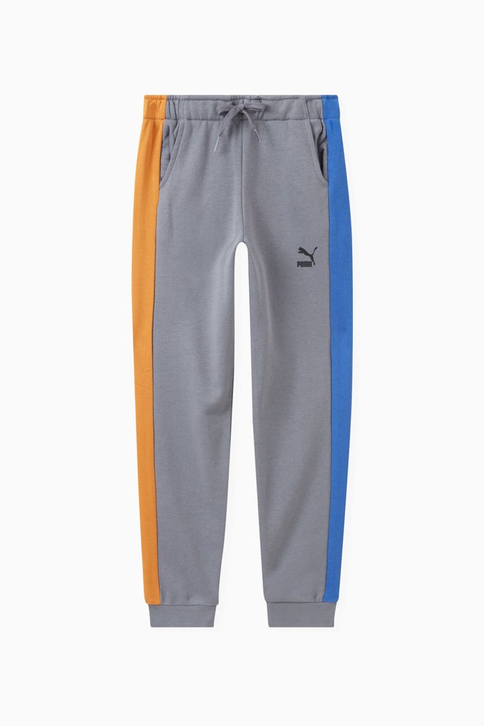 Contrast-stripes Logo Sweatpants in Cotton-blend, Grey