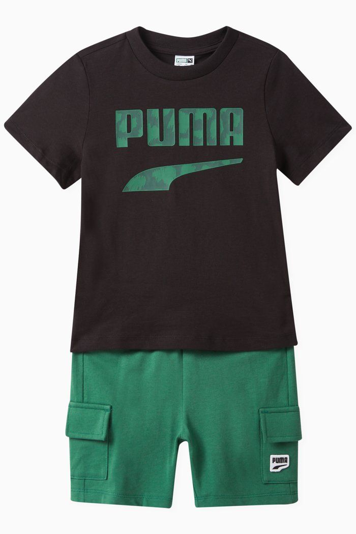 

Logo T-shirt & Shorts Set in Cotton, Black